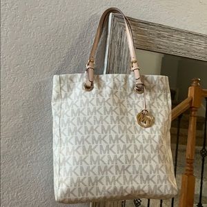 Mk white monogram tote